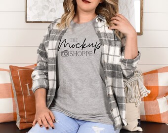 Fall model mockup, Athletic Heather, Bella Canvas 3001 mockup, Bella mockup template, Fall Tshirt, simple lifestyle mockup, digital download