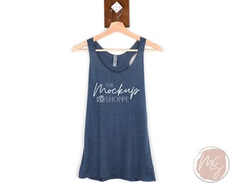 Indigo Blue, Next Level 6733 mockup, hanging mock up, Next Level 6733 flat lay, spring or summer lifestyle mockup, 6733 triblend racerback