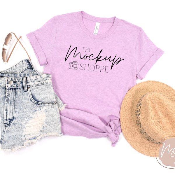 3001 Heather Prism Lilac, Bella Canvas 3001 mockup, 3001 Bella mockup, Bella Canvas beach Tshirt flat lay, lifestyle summer mockup, digital