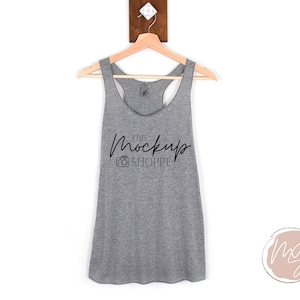 Premium Heather, Next Level 6733 mockup, hanging mockup, Next Level 6733 flat lay, spring or summer lifestyle mockup, triblend racerback