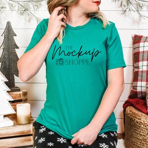 Kelly, Bella Canvas 3001 Christmas model mockup, 3001 Bella mockup template, holiday Tshirt mock, festive lifestyle mockup, digital download