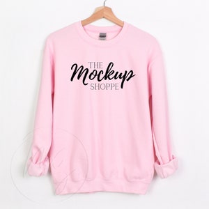 Gildan 18000 mockup Light Pink, hanging Gildan mockup, 18000 Gildan heavy cotton mockup, simple lifestyle mockup, 18000 sweatshirt mockup