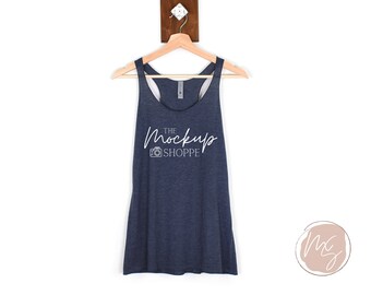 Vintage Navy, Next Level 6733 mockup, hanging mockup, Next Level 6733 flat lay, spring or summer lifestyle mockup, 6733 triblend racerback