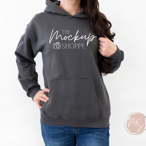 Charcoal Gildan 18500 model mockup, Gildan hoodie mockup, 18500 Gildan heavy blend mockup, lifestyle hoodie mockup, 18500 sweatshirt mock-up