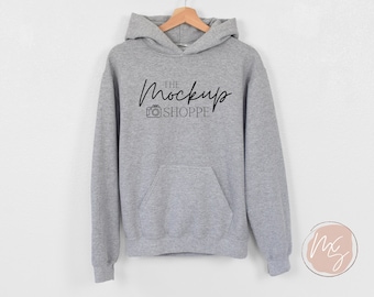 Gildan 18500 mockup Sport Grey, hanging Gildan hoodie mockup, 18500 Gildan heavy blend mockup, lifestyle hoodie mockup, sweatshirt mock-up