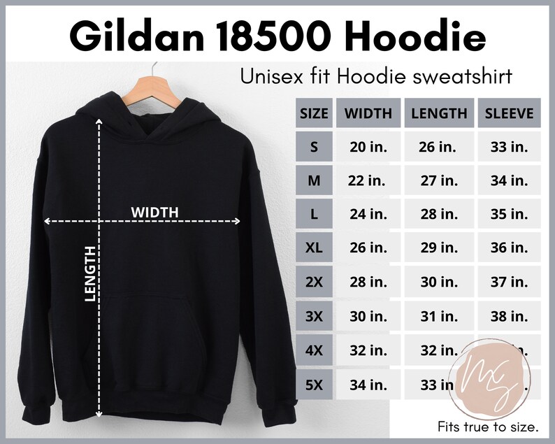 Gildan 18500 Size Chart 18500 Hoodie Mockup Unisex Size - Etsy