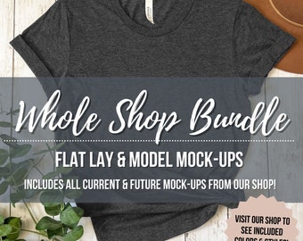 Whole Shop Mockup Bundle, Full-Access Digital Mock Ups, Lifestyle Mock-ups, Model Mockup, Bella Canvas 3001, Gildan 18000, Mega Shop Bundle