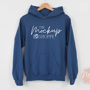Gildan 18500 mockup Indigo, hanging Gildan hoodie mockup, 18500 Gildan heavy blend mockup, lifestyle hoodie mockup, 18500 sweatshirt mock-up
