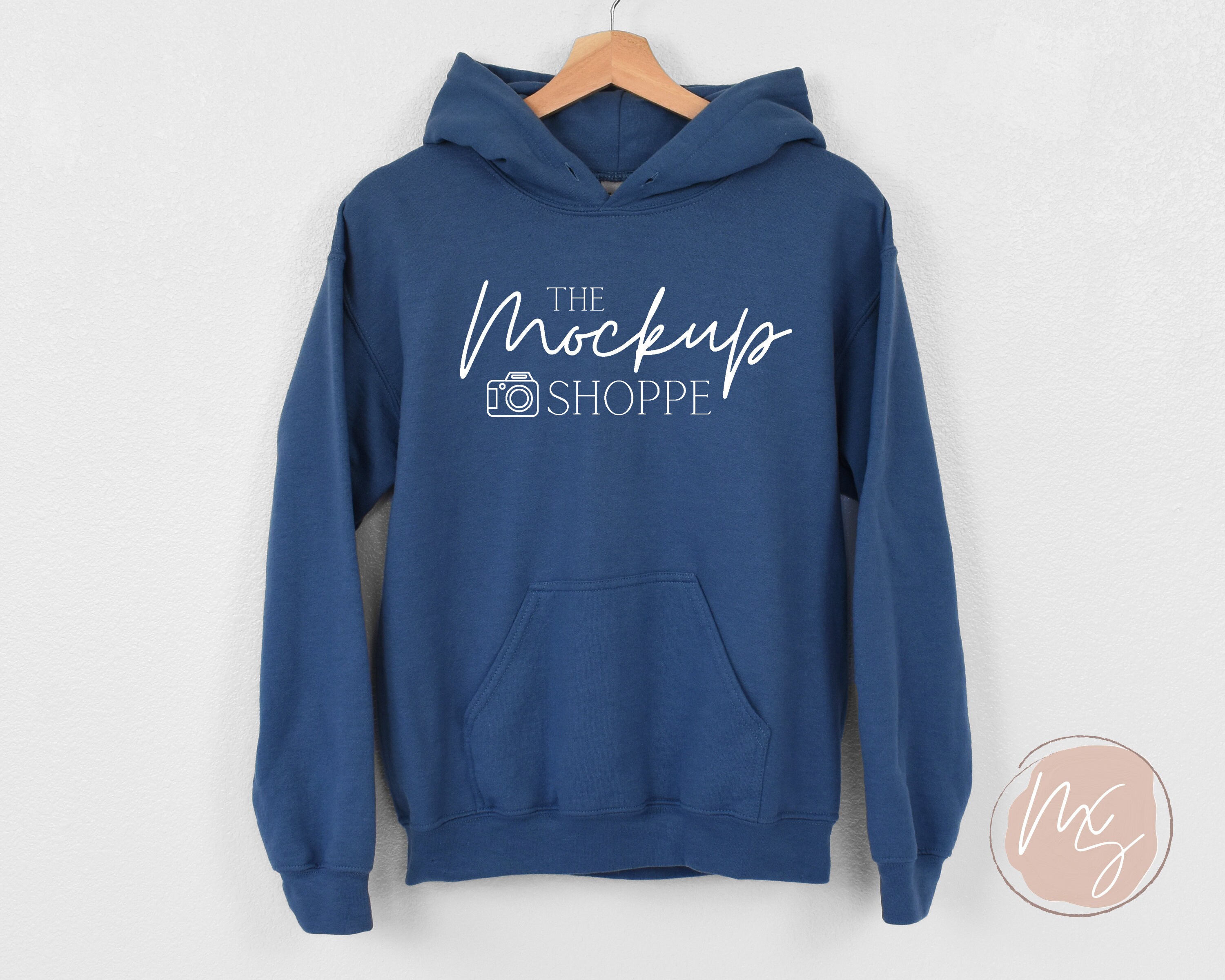 Gildan 18500 mockup Indigo, hanging Gildan hoodie mockup, 18500 Gildan heavy blend mockup, lifestyle hoodie mockup, 18500 sweatshirt mock-up
