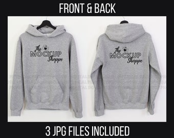 Sport Grey, Gildan 18500 front and back mockup, hanging hoodie mockup, 18500 Gildan heavy blend lifestyle mockup, 18500 sweatshirt mock-up