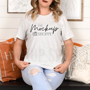 Fall model mockup, Ash, Bella Canvas 3001 mockup, Bella mockup template, Fall Tshirt flat lay, simple lifestyle mockup, digital download