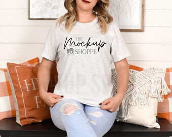 Fall model mockup, Ash, Bella Canvas 3001 mockup, Bella mockup template, Fall Tshirt flat lay, simple lifestyle mockup, digital download