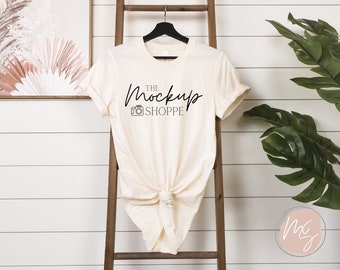 Bella Canvas 3001 mockup, Natural, Bella mockup, hanging boho Tshirt mock-up, 3001 mockup, simple womens lifestyle mockup, digital mockup
