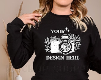 Black, Gildan 18000 model mockup, Gildan mockup, 18000 Gildan heavy blend, simple Boho sweater lifestyle mockup, 18000 sweatshirt mockup