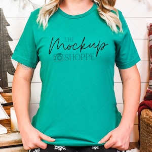 Christmas model mockup, Kelly, Bella Canvas 3001 mockup, Bella mockup template, holiday mockup, festive lifestyle mockup, digital download