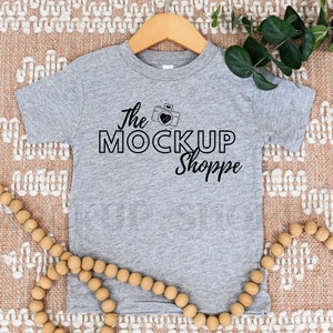 Athletic Heather, Bella Canvas 3001T toddler mockup, Bella Canvas kids mock-up, Bella mockup, toddler shirt flat lay, boho lifestyle mockup