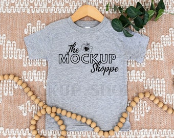 Athletic Heather, Bella Canvas 3001T toddler mockup, Bella Canvas kids mock-up, Bella mockup, toddler shirt flat lay, boho lifestyle mockup
