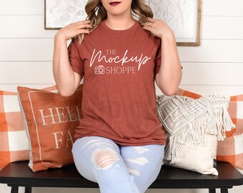 Fall model mockup, Heather Clay, Bella Canvas 3001 mockup, Bella mockup template, Fall Tshirt, simple lifestyle mockup, digital download