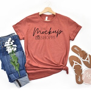 3001 Heather Clay, Bella Canvas 3001 mockup, Bella mockup, Spring Tshirt flat lay, lifestyle mockup, summer t shirt mock up, digital mockup