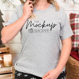 Athletic Heather, Bella Canvas 3001 Christmas model mockup, Bella mockup template, Tshirt mockup, festive lifestyle mockup, digital download