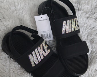 custom nike slides with gold check