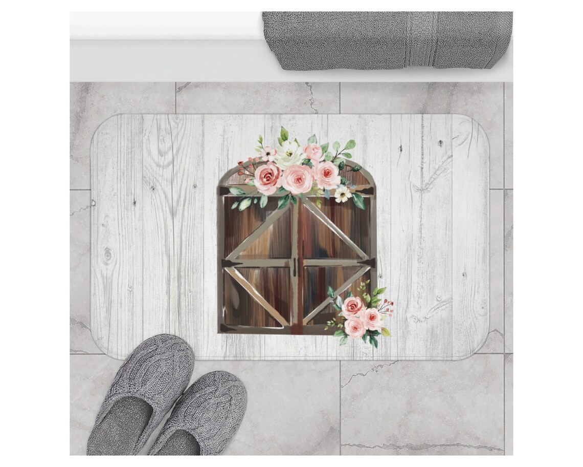 Farmhouse Bath Mat Bathroom Rug Rustic Bathroom Powder Room Etsy