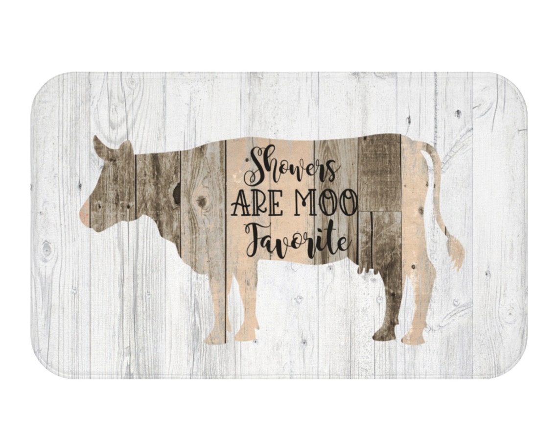 Cow Bath Mat Farmhouse Bathroom Rug Moo Cow Rustic Powder Etsy België