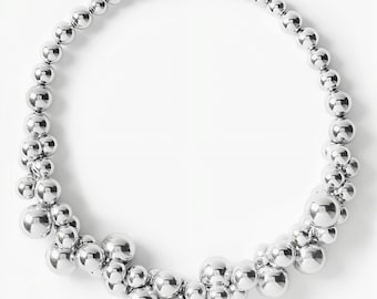 Silver Ball Statement Necklace