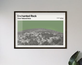 Póster de viaje moderno de mediados de siglo de Enchanted Rock