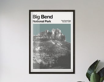 Póster moderno de mediados de siglo del Parque Nacional Big Bend