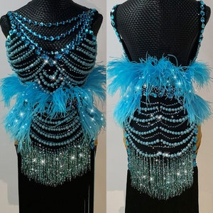 Blue Pearls Latin Dance Dress
