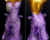 Purple Latin Dance Dress With Petals and Beaded Fringe Purple - Etsy