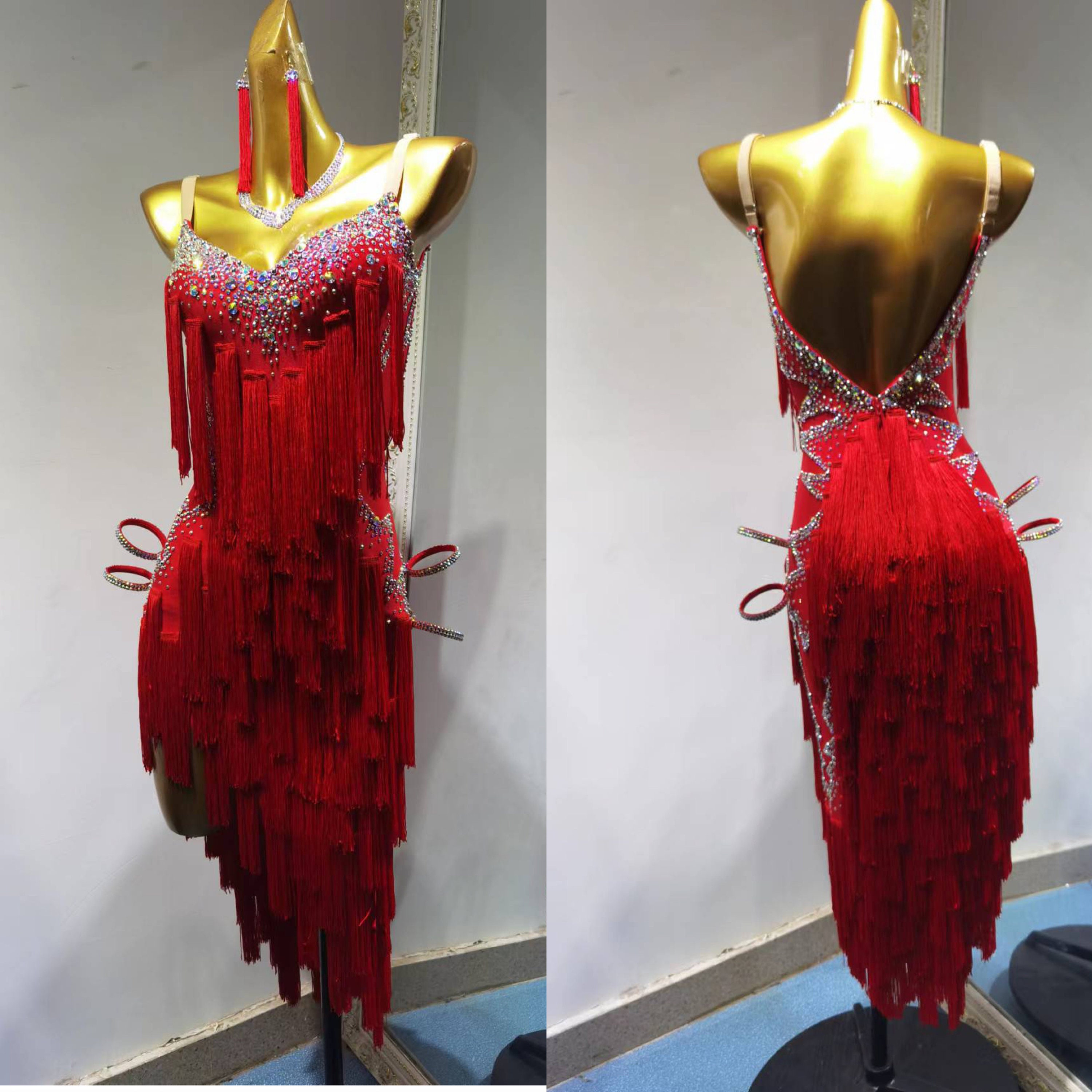 Red Fringe Latin Dance Dress Fringe Rhythm Dress L0009B - Etsy Red Fringe Latin Dance Dress Fringe Rhythm Dress L0009B - Etsy