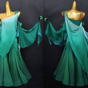 Ombre Green Ballroom Dance Dress Ombre Green Smooth Dress B0009