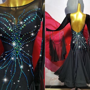 Vestido de salón negro Vestido estándar Vestido liso B0078