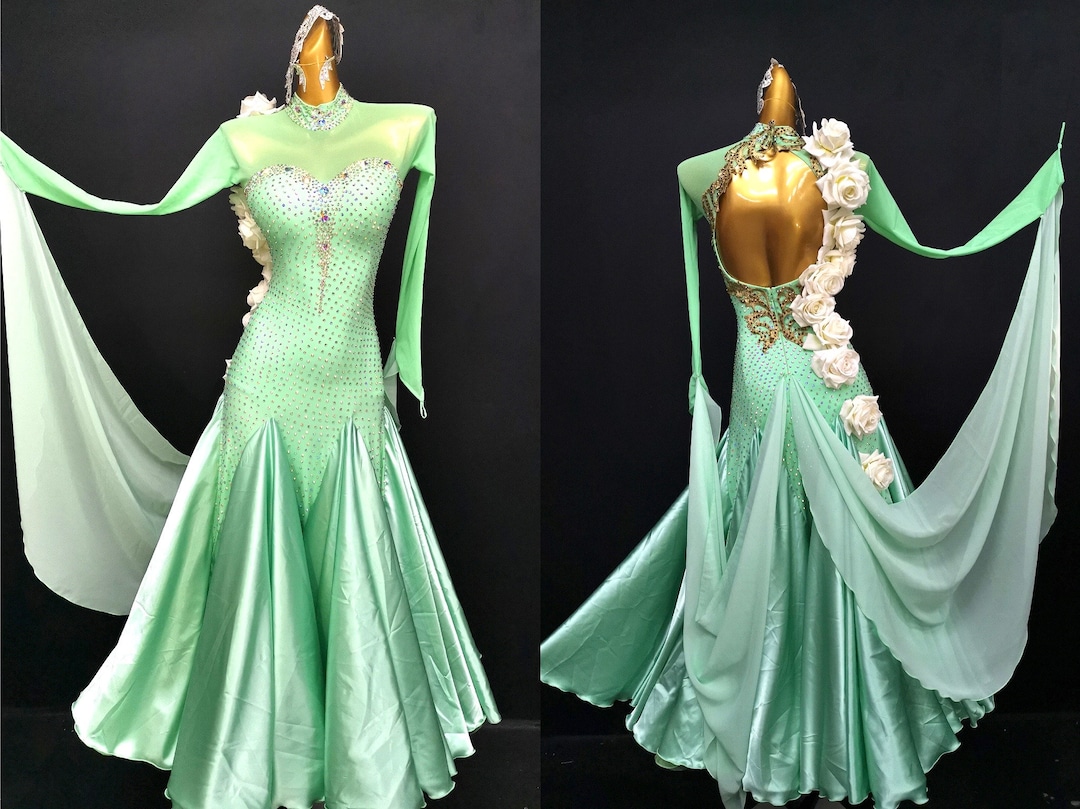 Green Social Ballroom Dress-Slinky Dream