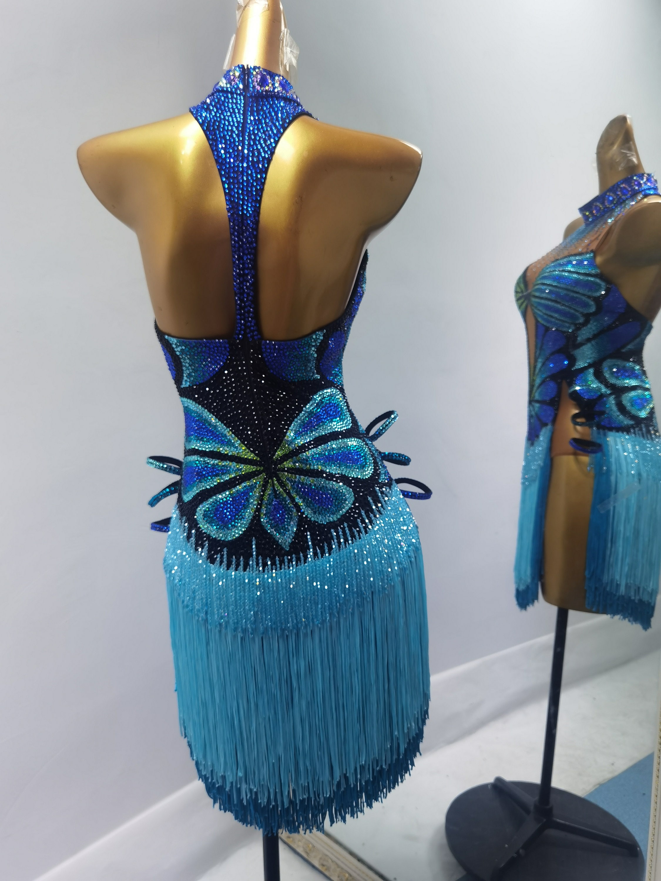 blue latin dress Barbados Blue Latin Rhythm Dance Sport Dress LAT- 1013 main image 1