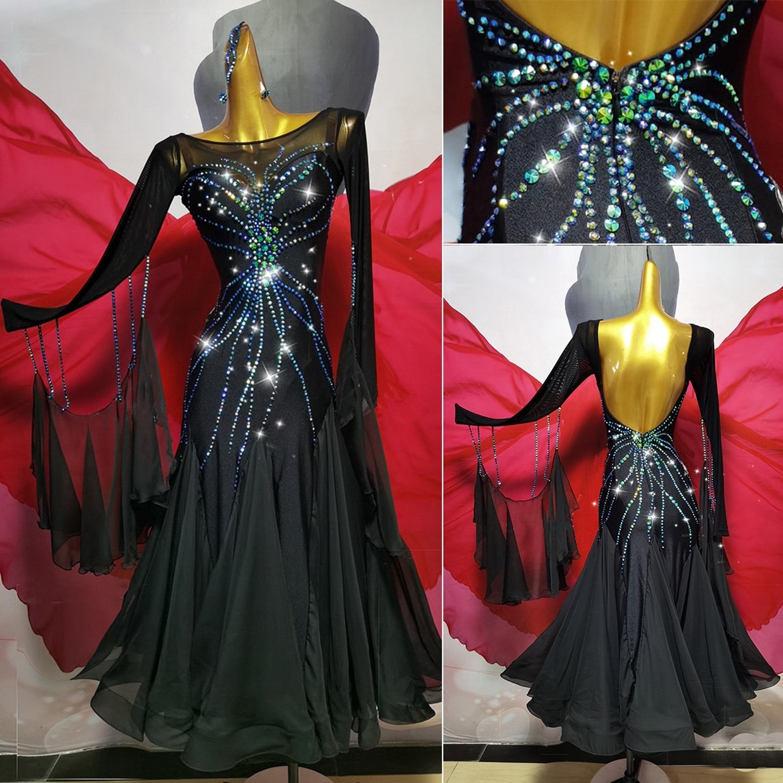 Black Ballroom Dress Standard Dress Smooth Dress B0078 - Etsy