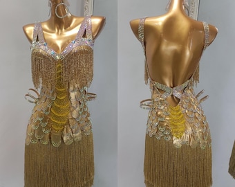 Gold Fringe Latin Dance Dress Gold Fringe Rhythm Dress L0007 - Etsy Gold Fringe Latin Dance Dress Gold Fringe Rhythm Dress L0007 - Etsy