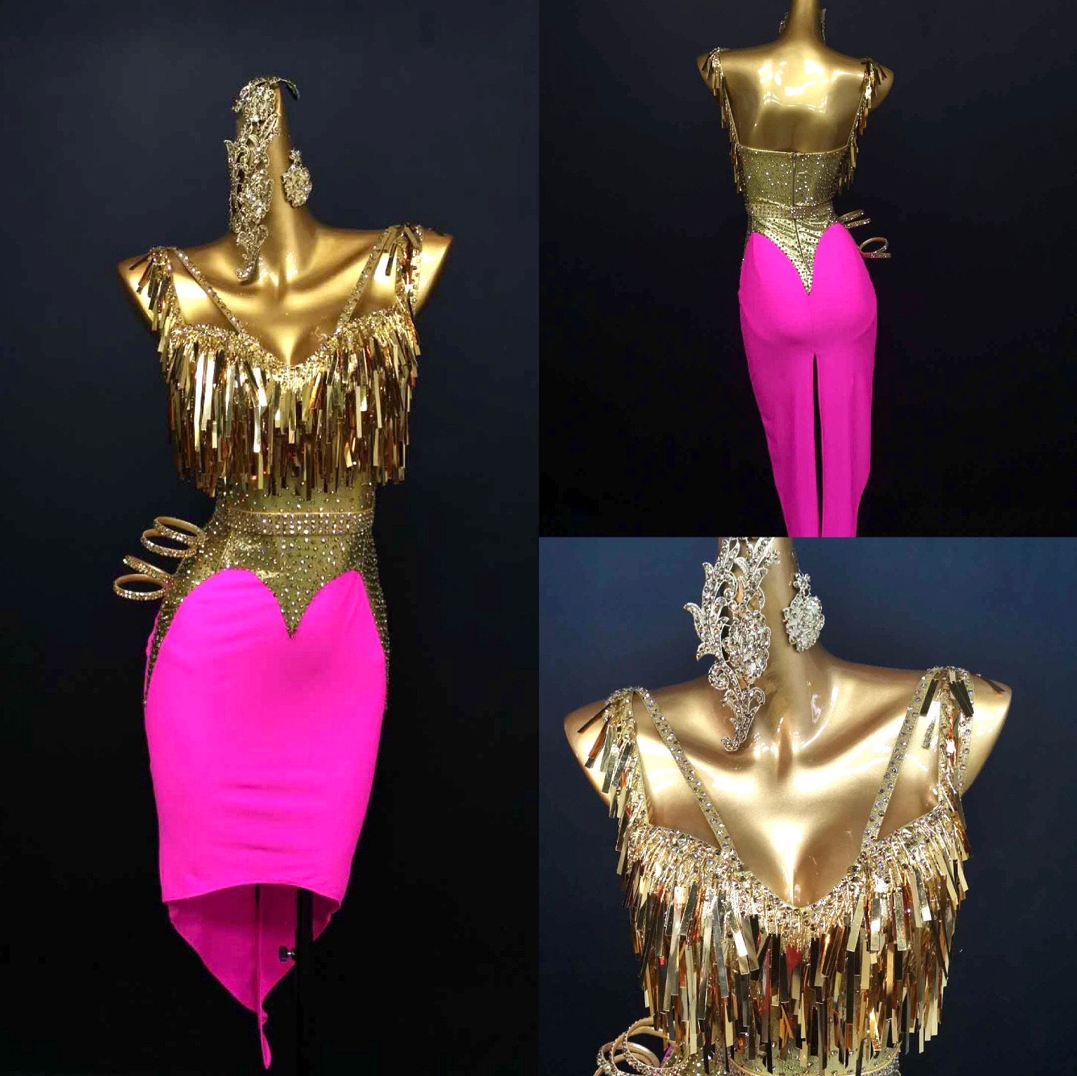 Shining Gold & Pink Fizz Latin Dance Dress | Etsy