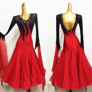 Red & Black/white Fiery Ballroom Dance Dress Smooth Dress - Etsy
