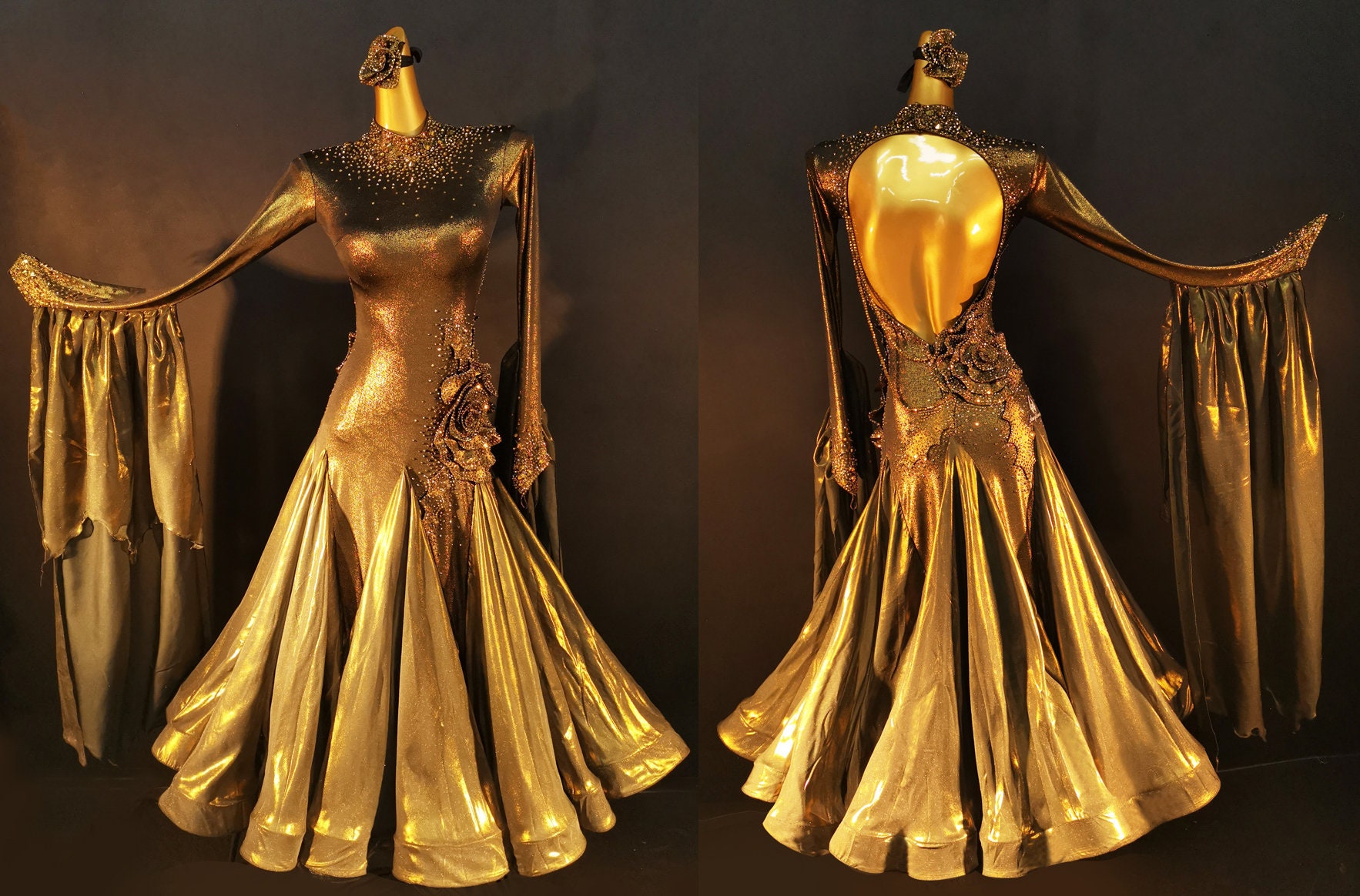 Shiny Golden Ballroom Dance Dress Smooth Dress B0007 - Etsy
