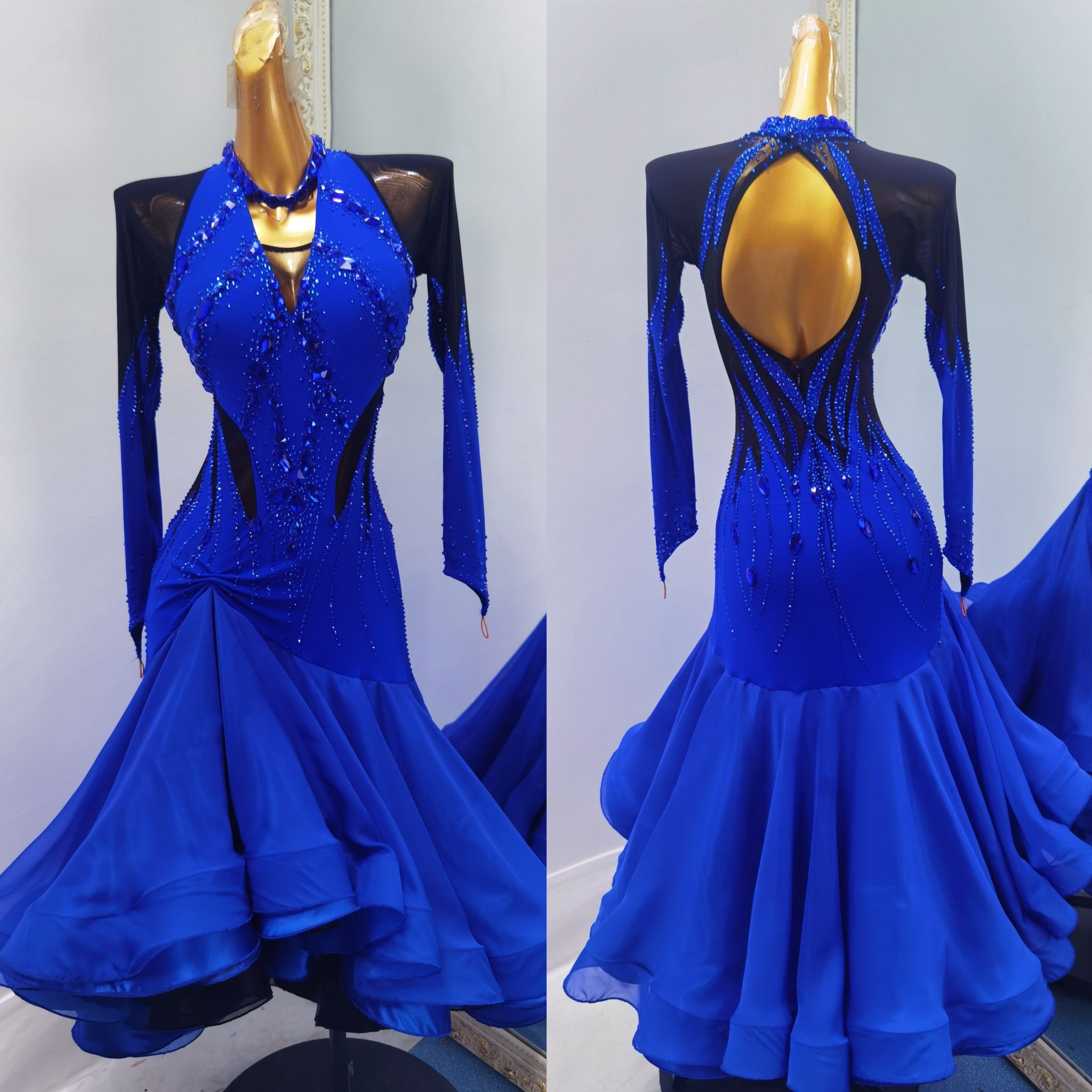 Royal Blue Ballroom Dress Ostrich Feather Smooth Dress Standard Dress B0137 Etsy