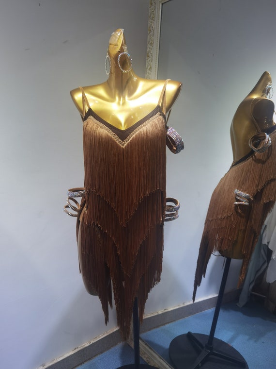 fitted brown dress for dance competitions under $45 Bonnie Brown Asymmetric-Neck Maxi Dress With Open-Back – Club L London main image 0