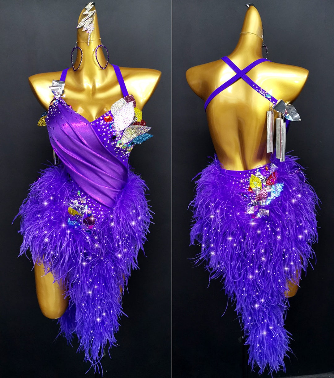 Purple Latin Dance Dress Rhythm Dance Dress Samba Dance Dress - Etsy