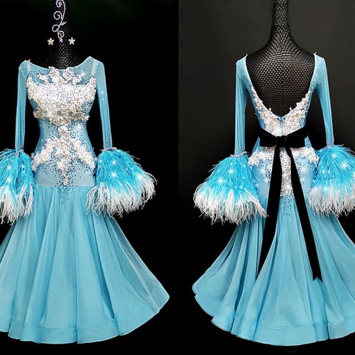 Blue Ballroom Dress With Beads - Etsy
