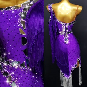 Purple Latin Dance Dress Rhythm Dance Dress With Silver and Purple ...