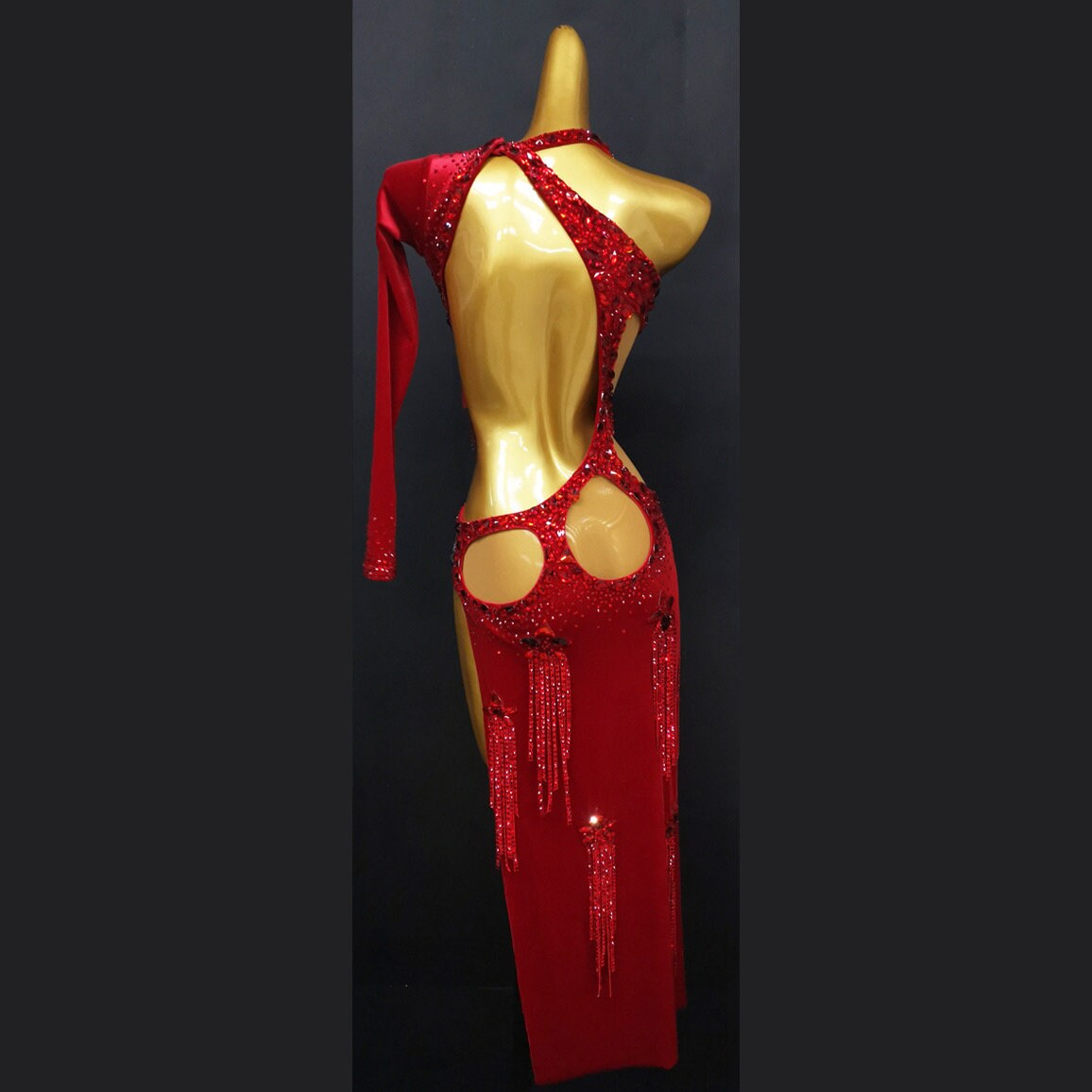 Argentine Tango Dress Sexy Red Latin Dance Dress with Beaded ...