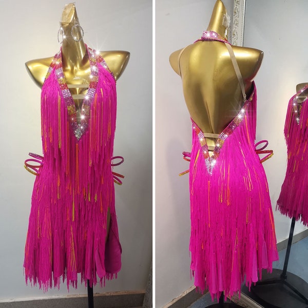 Pink Latin Rhythm Dance Sport Dress LAT- 1060