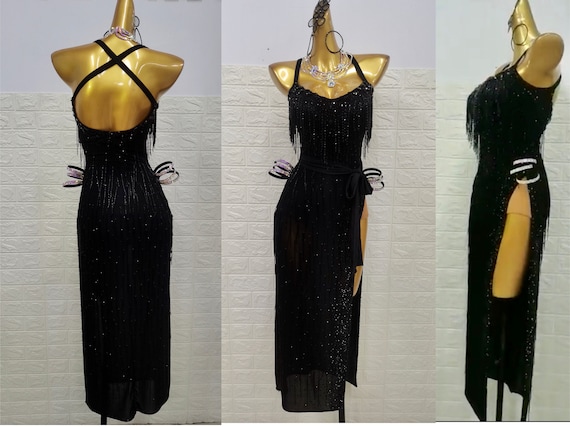 アルゼンチンタンゴドレス スパークリングブラック ラテンドレス